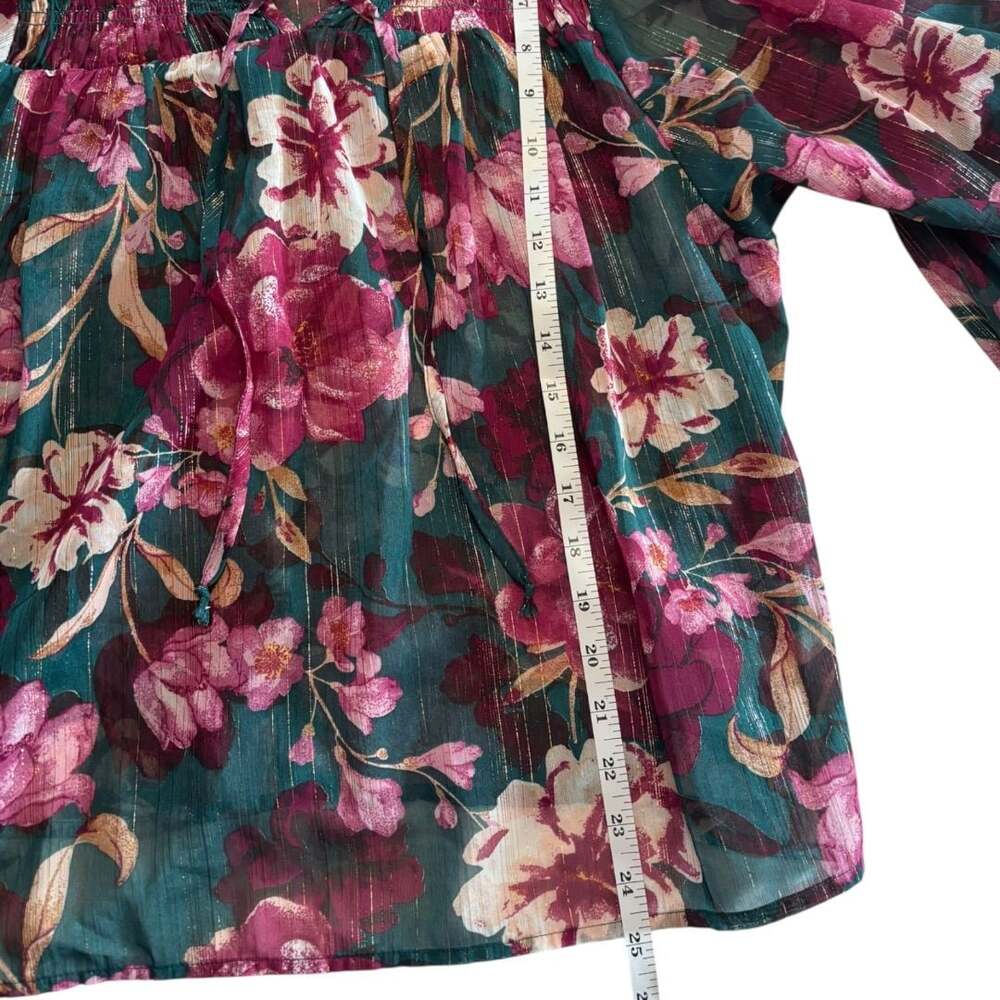 Maurices Women's Floral Print Long Sleeve Blouson Sleeve Blouse Size M - Picture 7 of 7